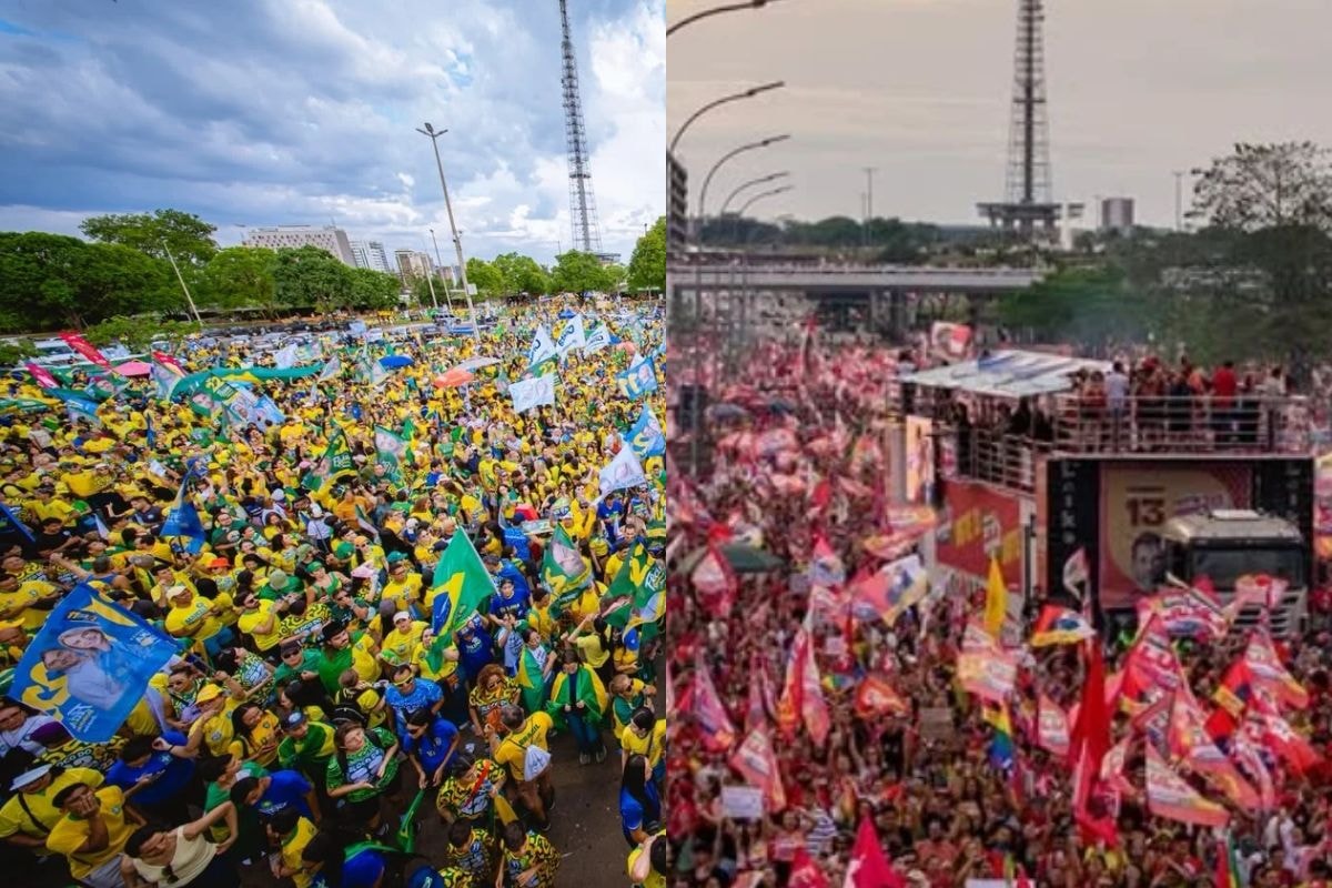 Imagens mostram multidões nos atos finais de direita e esquerda pelo DF