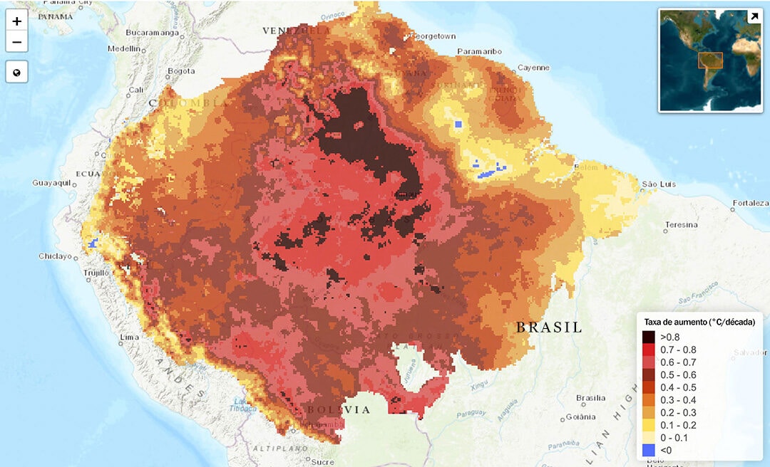 Temperatura máxima na estação seca já aumentou mais de 3 °C em área preservada da Amazônia