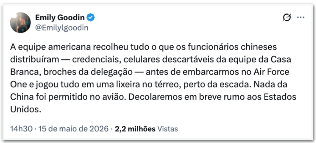 Equipe de Trump descarta itens chineses antes de embarcar para os EUA