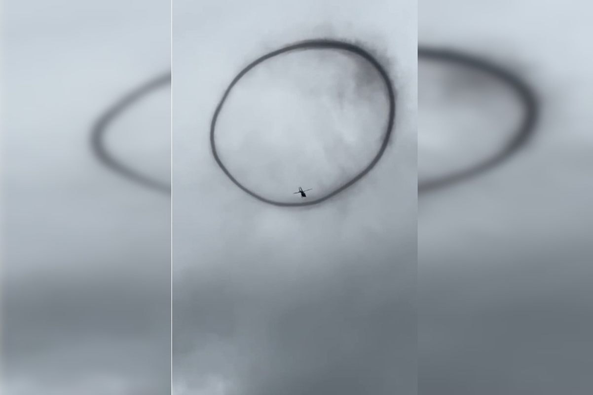 Círculo misterioso surge no céu em volta de helicóptero da PF em ação