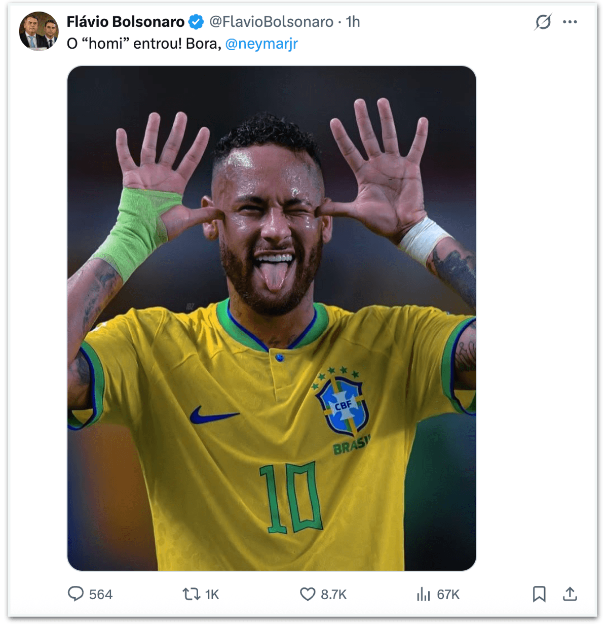 Políticos comemoram vitória da seleção brasileira sobre a da Escócia