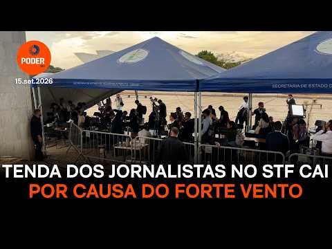 Tenda dos jornalistas no STF cai com ventania em Brasília
