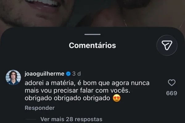 João Guilherme ironiza após ser apontado como “sem carisma”