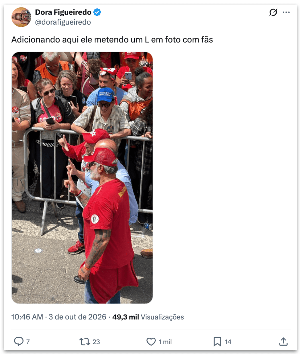 Ex-bolsonarista, Frota faz o “L” em caminhada de Lula em SP