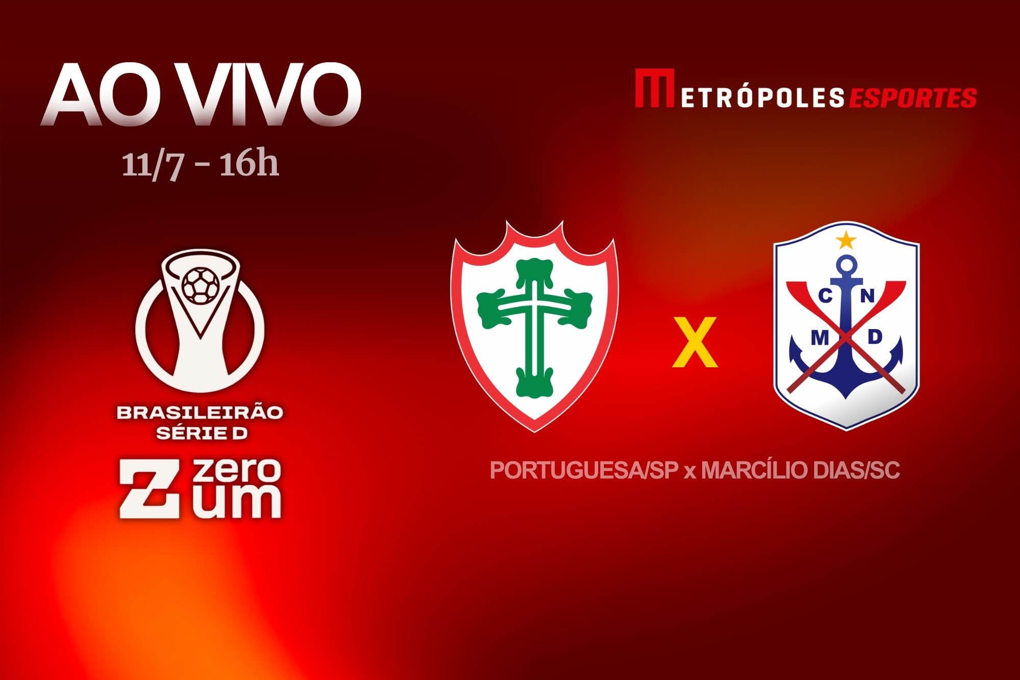 Série D ZeroUm: Metrópoles transmite Portuguesa-SP x Marcílio Dias-SC
