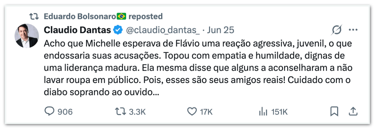 Com atritos na família, Michelle deixa de seguir Carlos e Eduardo