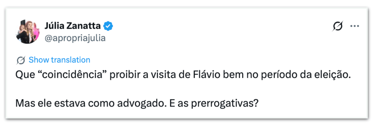 Aliados de Flávio criticam decisão de Moraes: “Tratamento desigual”