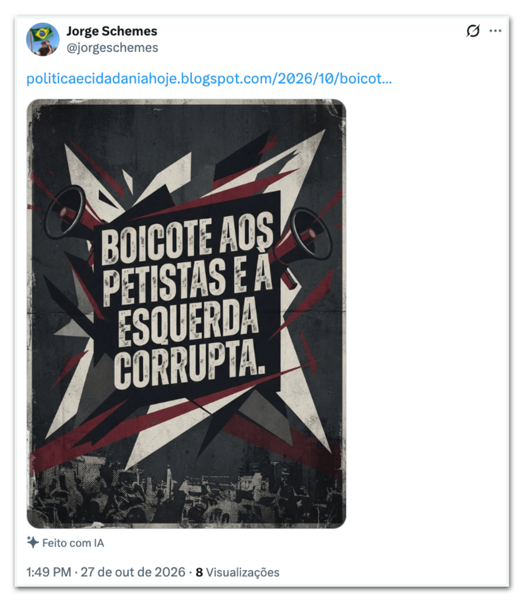 Bolsonaristas incentivam boicote a trabalhadores e empresas que apoiam Lula