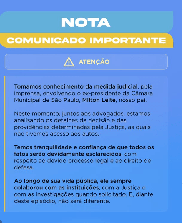 Polícia tenta localizar Milton Leite, alvo de mandado de prisão