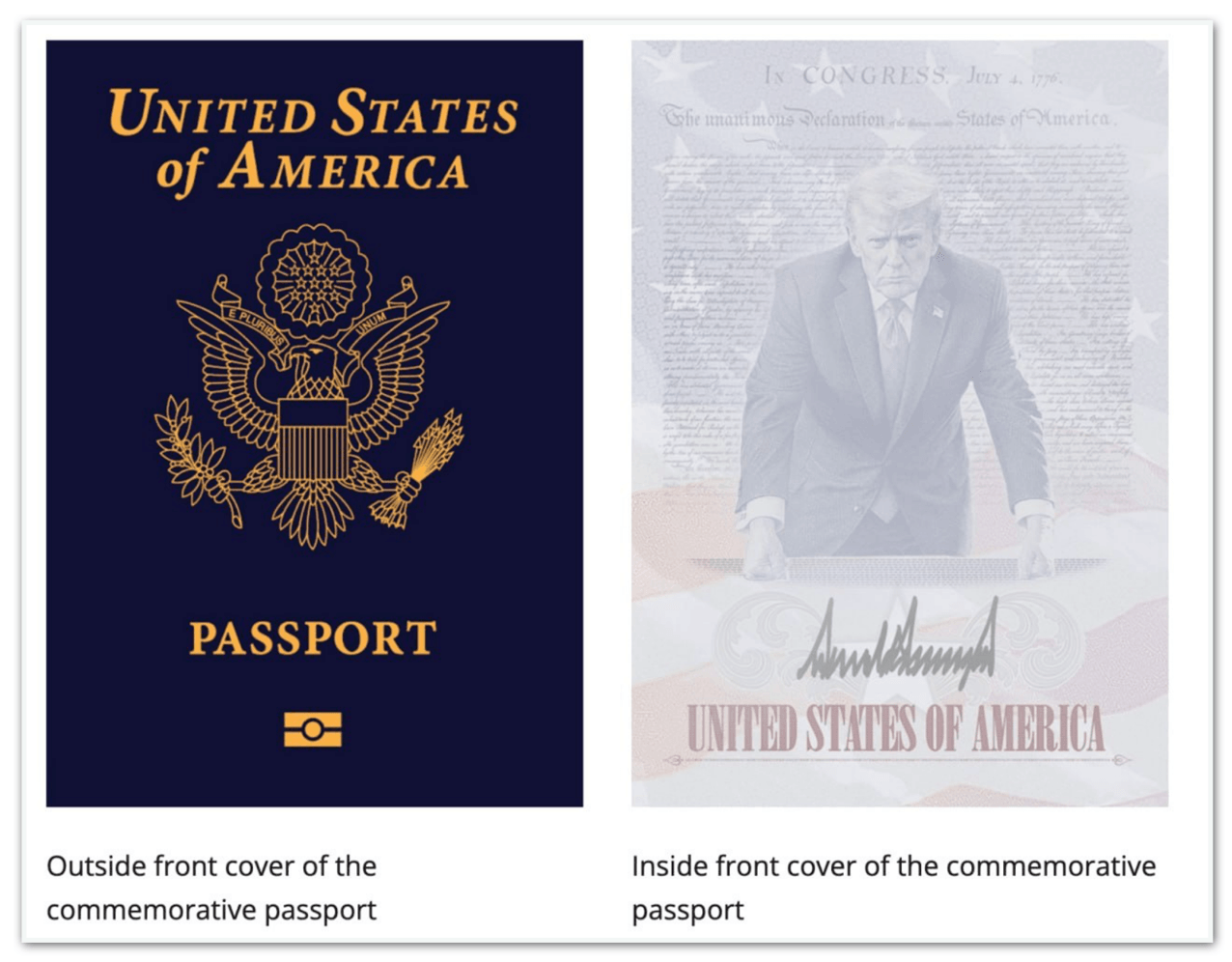 Governo dos EUA divulga “Passaporte Patriota” com imagem de Trump