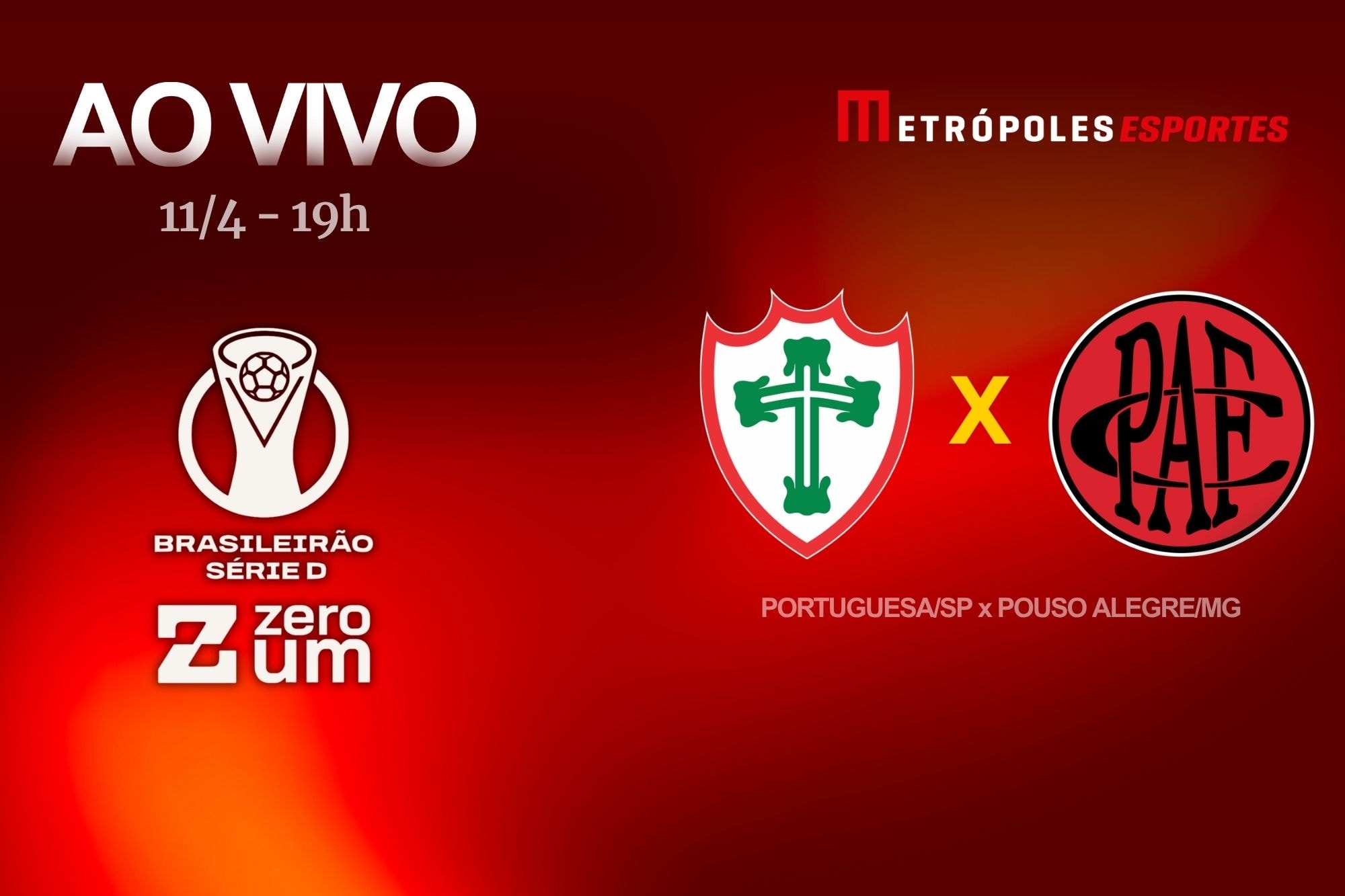 Série D ZeroUm: assista Portuguesa-SP x Pouso Alegre-MG ao vivo. Siga no YouTube