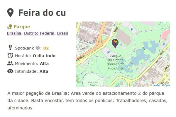 "Rua do Chupa-Chupa", "Quenga Passiva": mapa revela roteiro da sacanagem gay no DF
