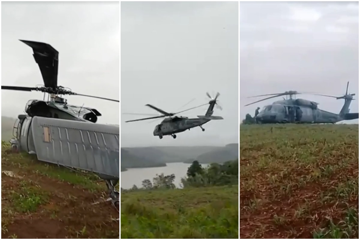 Black Hawk da FAB faz pouso de emergência em plantação de milho no Sul
