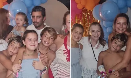 Luana Piovani, Pedro Scooby e Cintia Dicker surgem juntos em festa