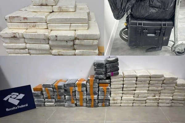 Aeroporto: homem é preso tentando levar R$ 5,8 milhões de cocaína nas malas