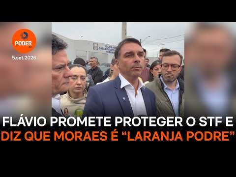 Flávio promete proteger o STF e diz que Moraes é “laranja podre”