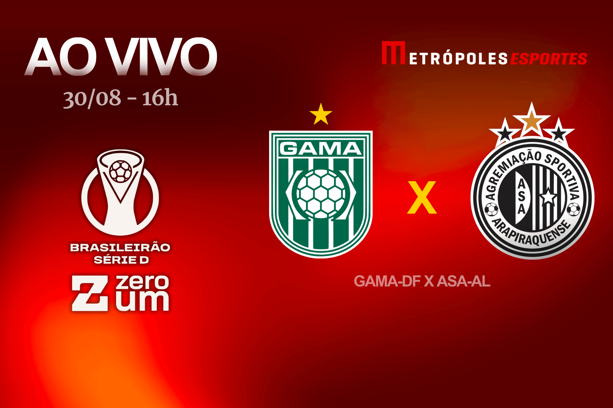 Série D ZeroUm: Metrópoles transmite Gama-DF x ASA-AL pela semifinal