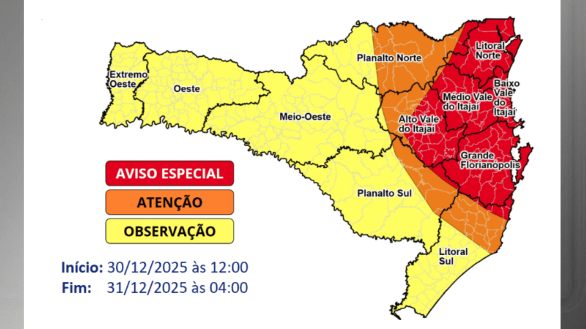 Cidades de SC cancelam festas por alerta climático do El Niño