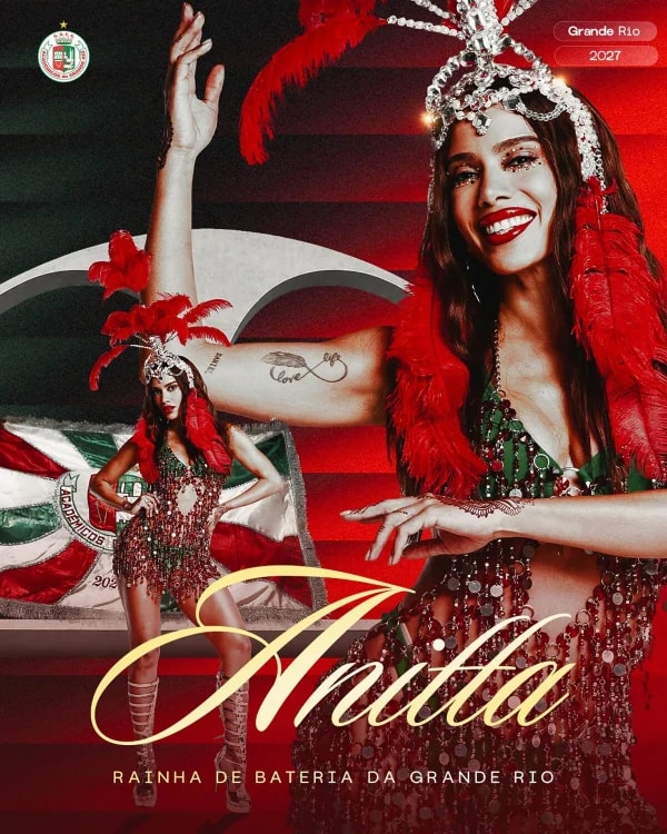 Anúncio de Anitta como Rainha de Bateria da Grande Rio divide opiniões