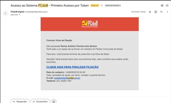 Após Flávio no Missão, suspeitos tentaram filiar Renan ao PCdoB