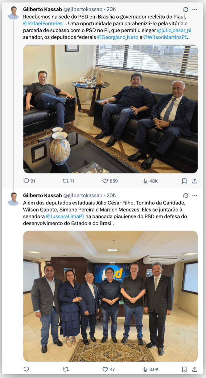 Kassab tem reunião com coordenador da campanha de Lula
