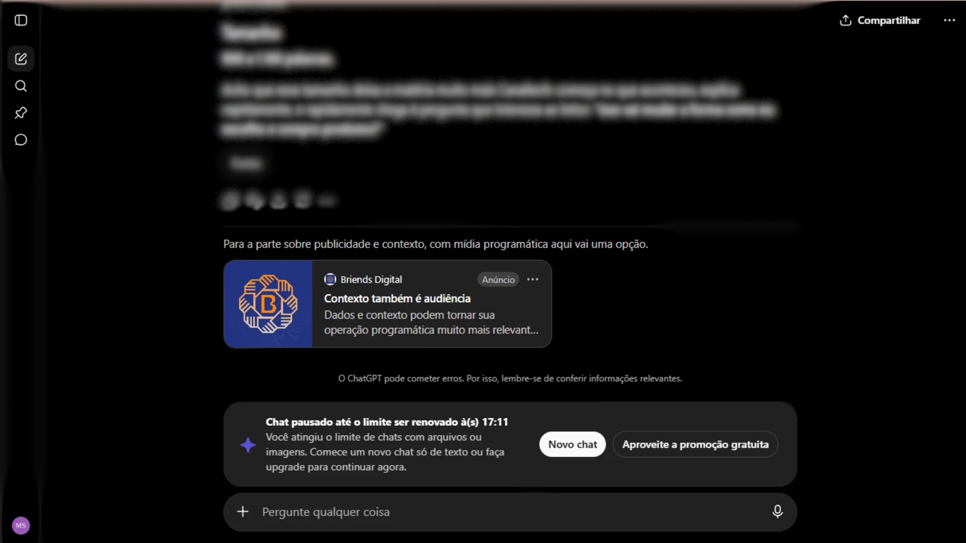 ChatGPT começa a exibir mais anúncios, agora no gerador de imagens