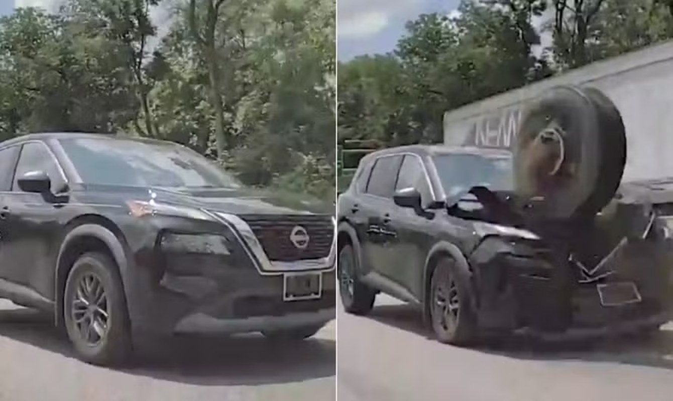 Pneu se desprende de veículo e atinge SUV em rodovia nos EUA