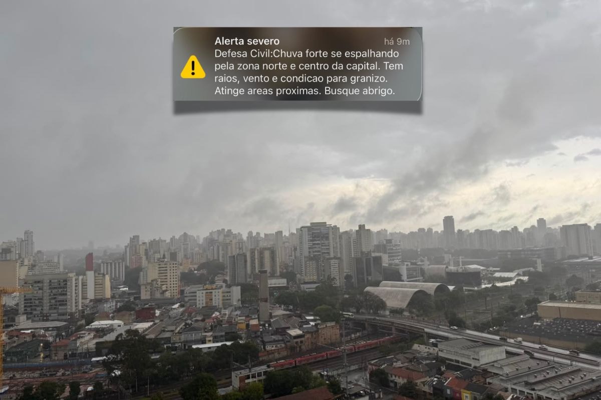 Defesa civil emite alerta severo por chuva forte na capital paulista