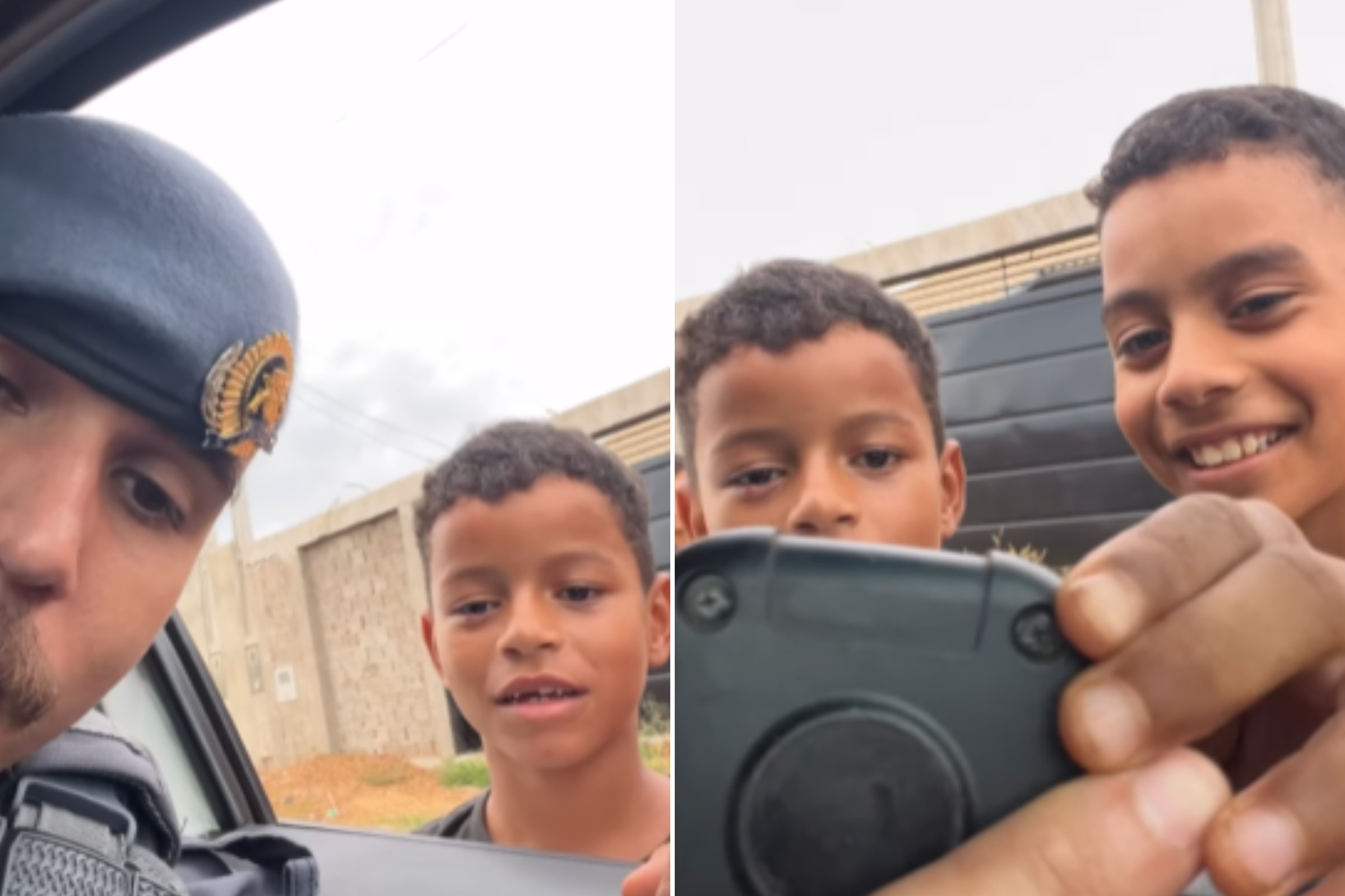PM deixa criança acionar sirene e reação emociona: "Vou ser polícia". Veja vídeo