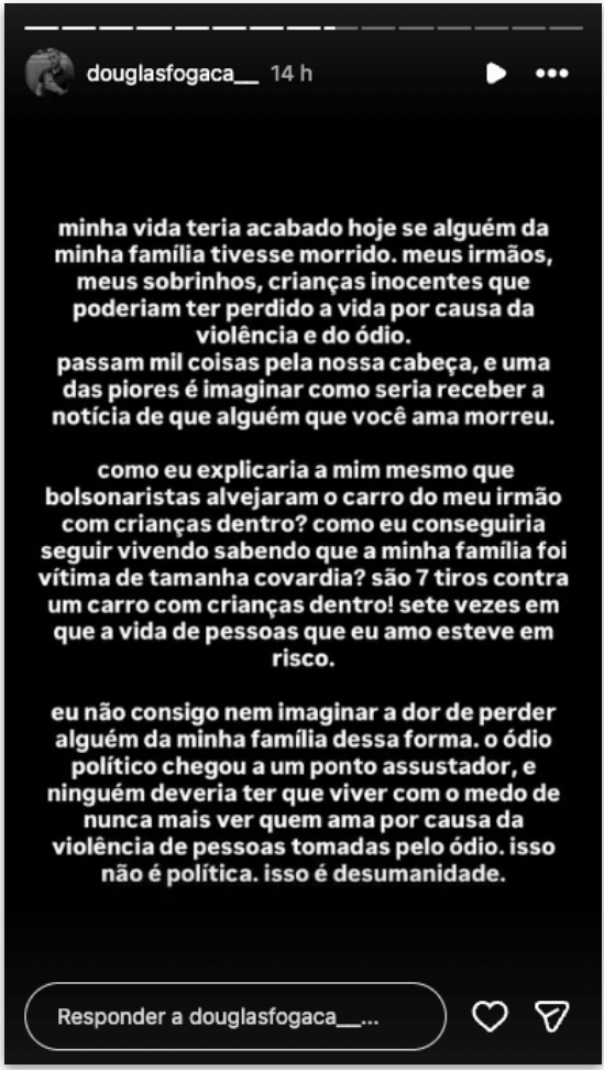 Carro de filho de vereador de RO é baleado após festa por Lula