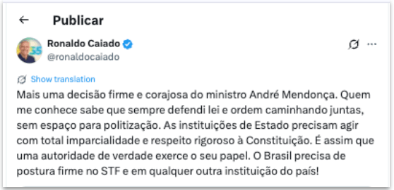 Candidatos à Presidência elogiam Mendonça por afastar Andrei da PF