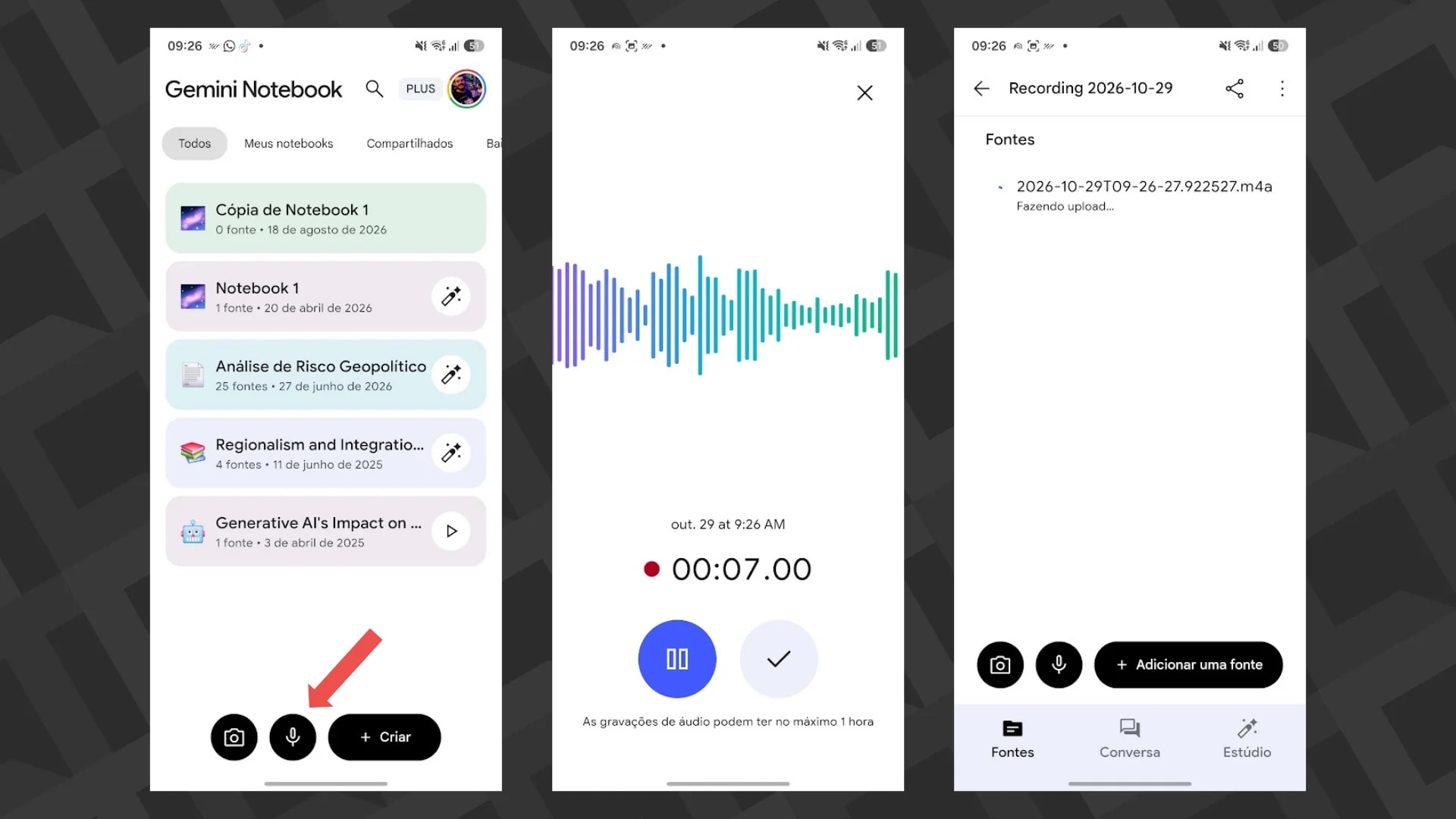 Gemini Notebook agora grava reuniões e aulas direto no celular sem precisar de upload