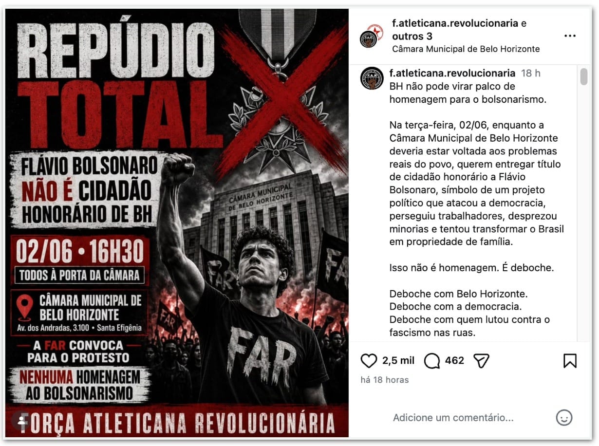 Torcida organizada do Atlético-MG fará protesto contra Flávio