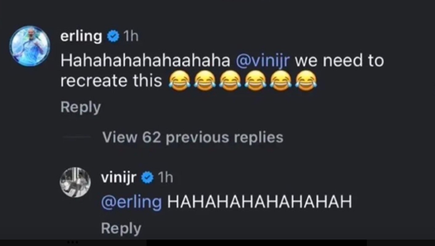 Haaland brinca com Vini Jr sobre meme com cena de "As Branquelas"