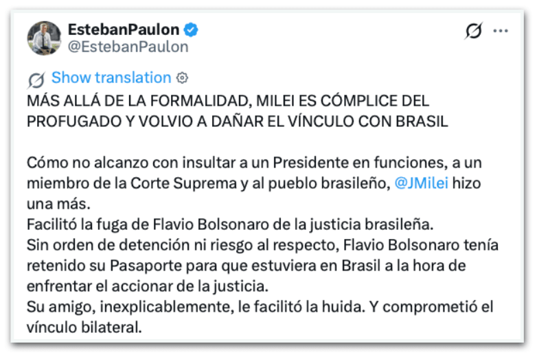 Oposição na Argentina pede informações sobre entrada de Flávio no país