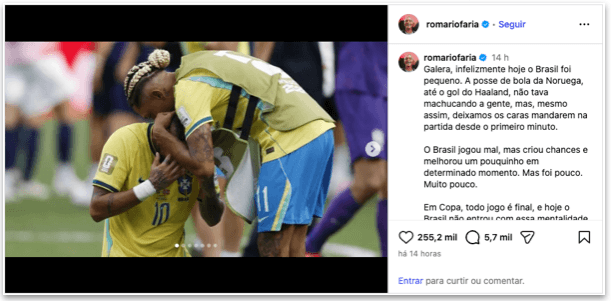 Romário diz que Brasil mereceu ser eliminado da Copa