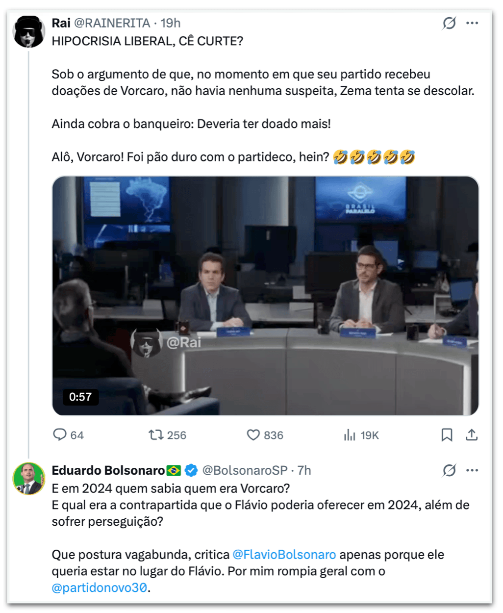 Eduardo sugere rompimento com Novo após crítica de Zema