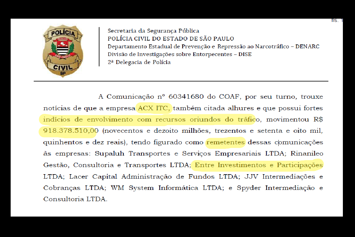 Empresa ligada a PCC recebeu milhões de financiadora de “Dark Horse”