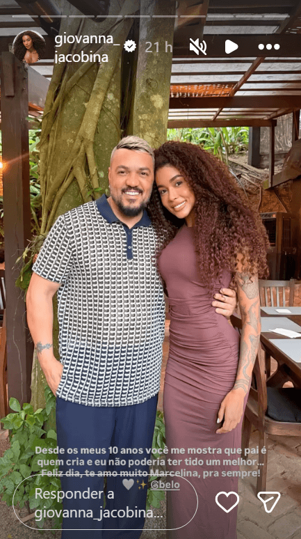 Irmã de Gracyanne Barbosa elogia Belo no Dia dos Pais: “Pai é quem cria”