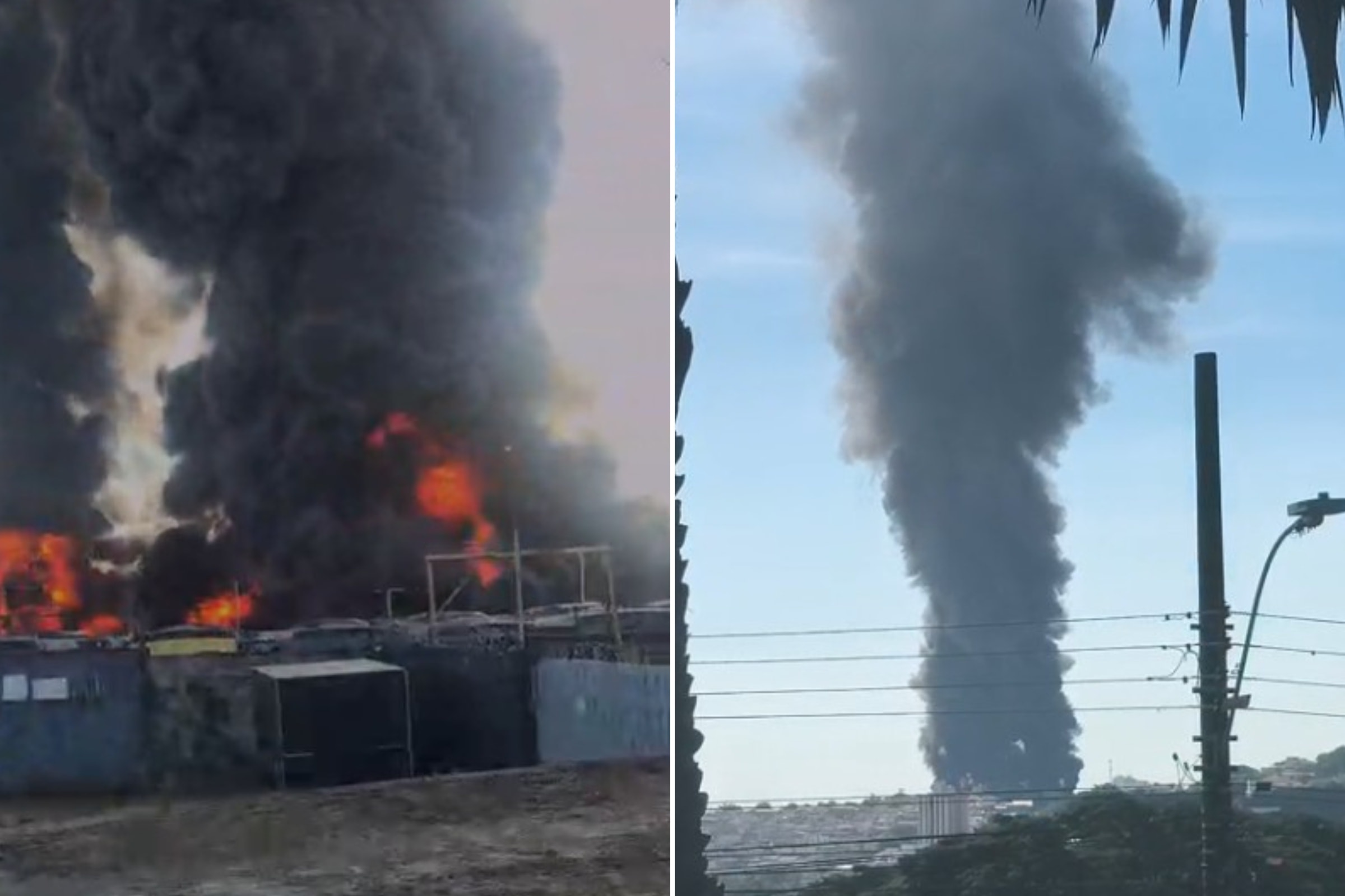 Incêndio de grandes proporções destrói ônibus e espalha fumaça por BH. Vídeo