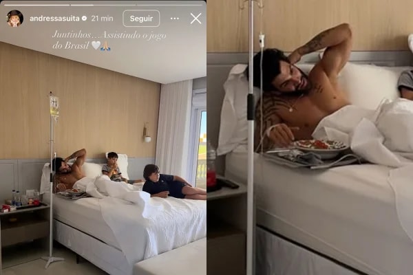 Gusttavo Lima toma medicação na veia durante jogo do Brasil