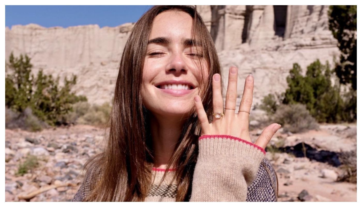 Lily Collins é vista com piloto de F1 Sergio Perez em gravação em Mônaco