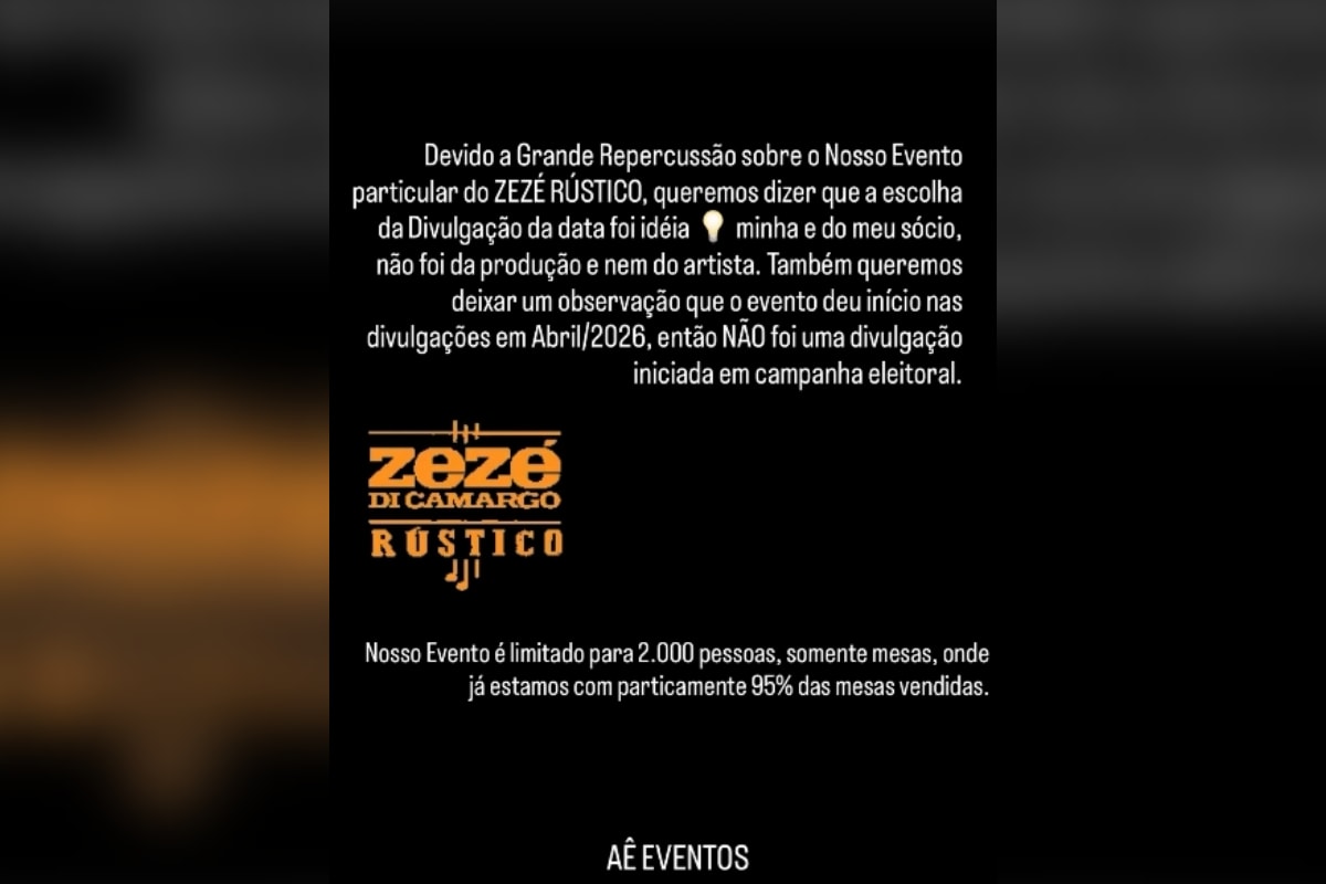 Organizador do show de Zezé di Camargo sobre data 12+1: "Ideia minha"