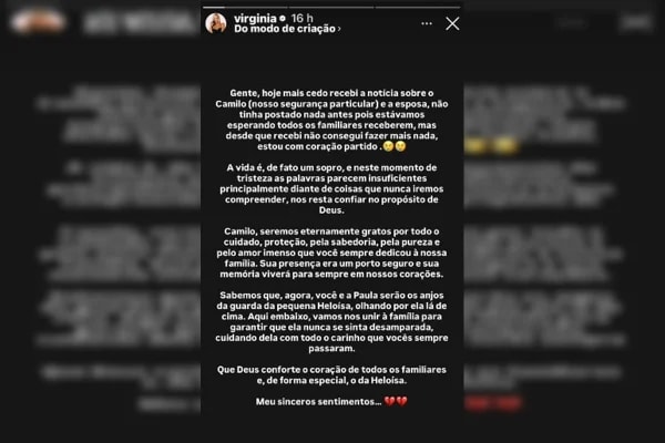 Esposa de segurança de Virginia também morreu em acidente de moto na BR-060