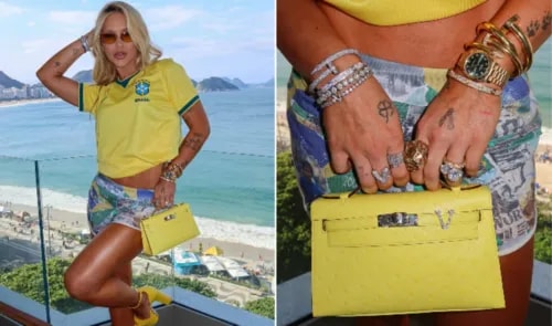 Virginia ostenta acessório de luxo milionário para jogo do Brasil