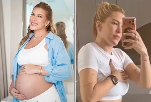 Lore Improta mostra barriga três meses após parto: 'Ainda tá inchado'