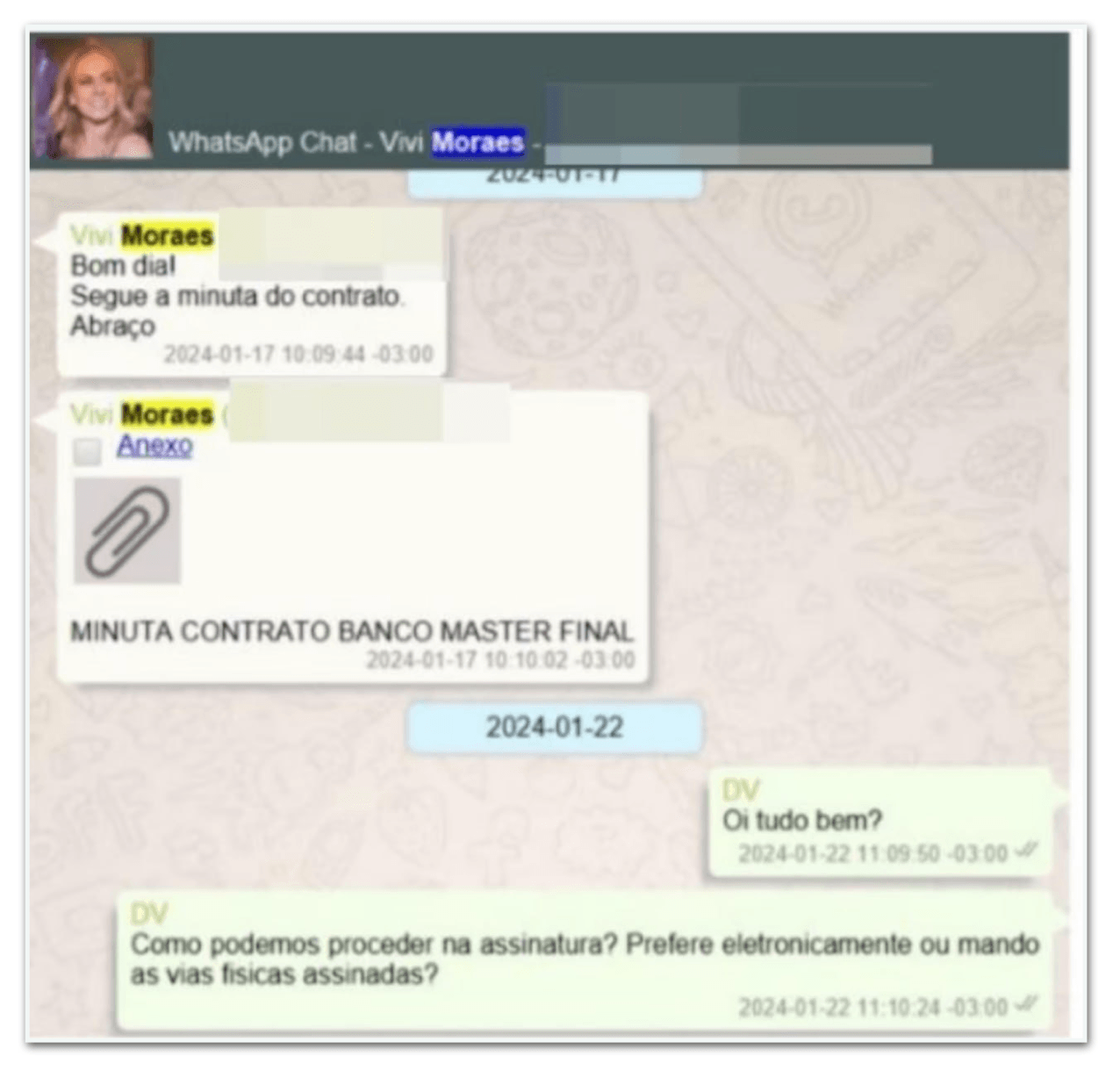 Moraes editou contrato de R$ 131 milhões entre sua mulher e Vorcaro