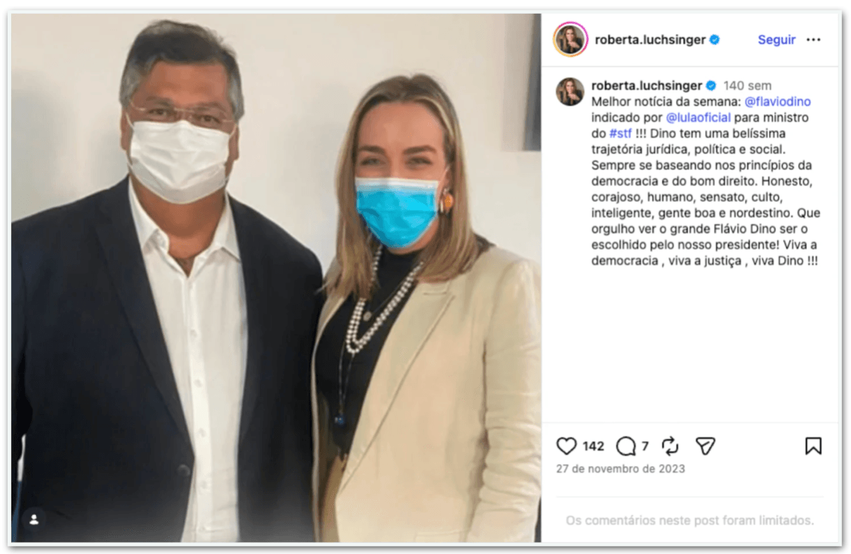 Lobista de Careca do INSS celebrou ida de Flávio Dino ao STF