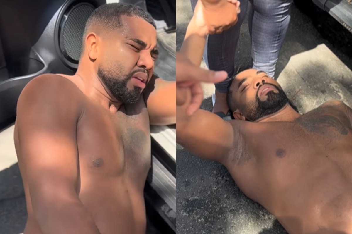 Davi Brito cai no chão e grita de dor após crise de cãibra. Veja vídeo