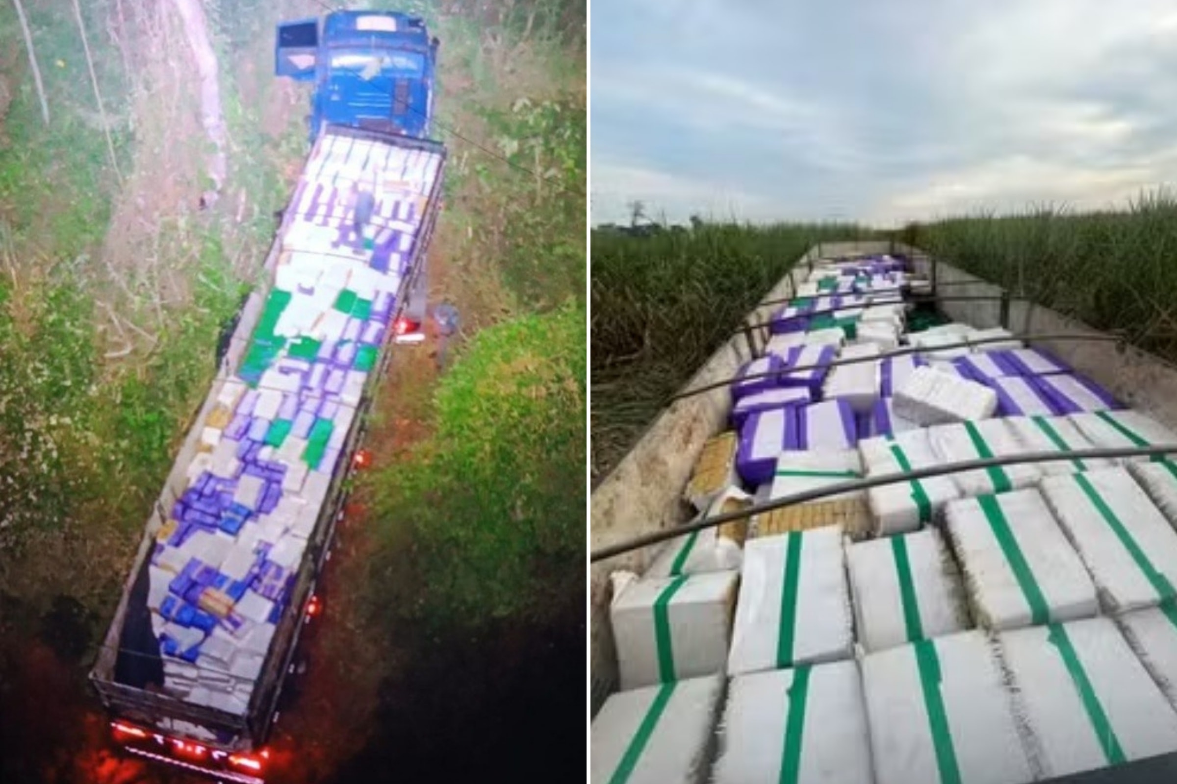 PF flagra carreta recheada com 24 toneladas de maconha e prende dois
